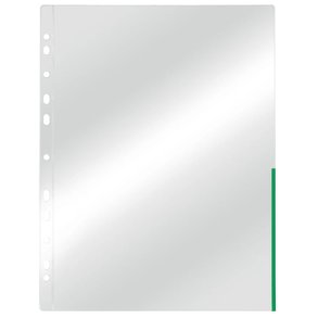 Esselte plastlommer A4 - 105my - glasklar - grn kant - 100 stk.