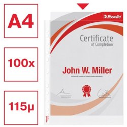 Esselte plastlommer - A4 - 65my - 30% Recycled - 100 stk.