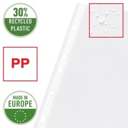 Esselte plastlommer - A4 - 65my - 30% Recycled - 100 stk.