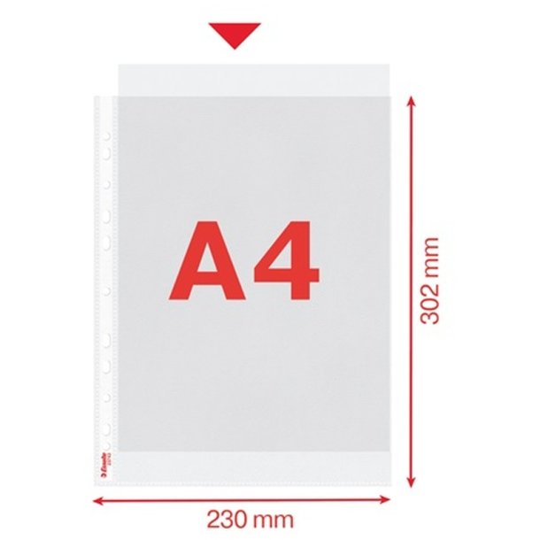 Esselte plastlommer - A4 - 65my - 30% Recycled - 100 stk.