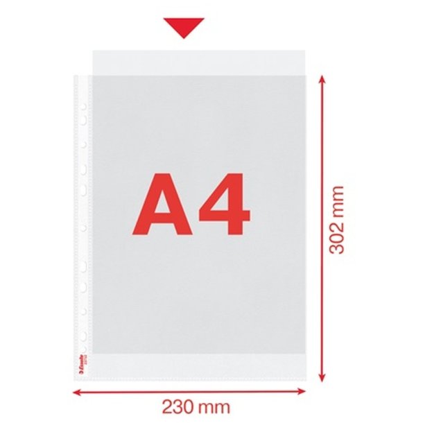 Esselte plastlommer - A4 - 65my - 30% Recycled - 100 stk.