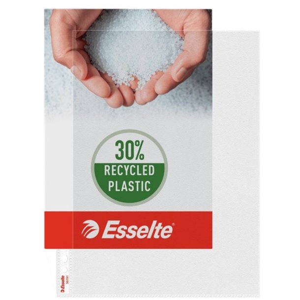 Esselte A4 plastlommer<br>115my prget Chartek<br>Pakke med 10 stk. 30% Recycled