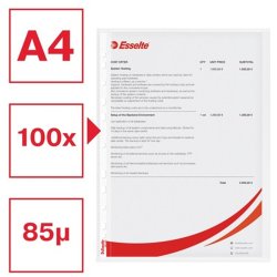 Esselte plastlommer A4 - 85my - 30% recycled - 100 stk.