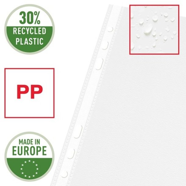 Esselte plastlommer A5 - 85my - 30% recycled - 10 stk.
