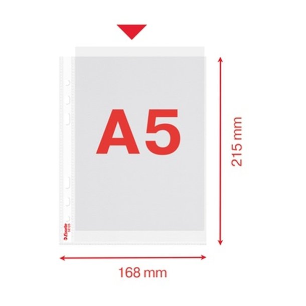 Esselte plastlommer A5 - 85my - 30% recycled - 10 stk.