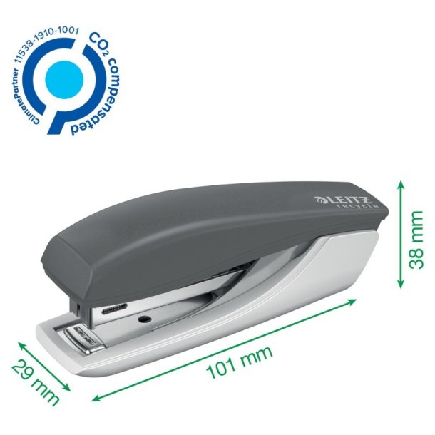 Leitz NeXXt hftemaskine i sort - til 10 ark - af 81% Recycled plast