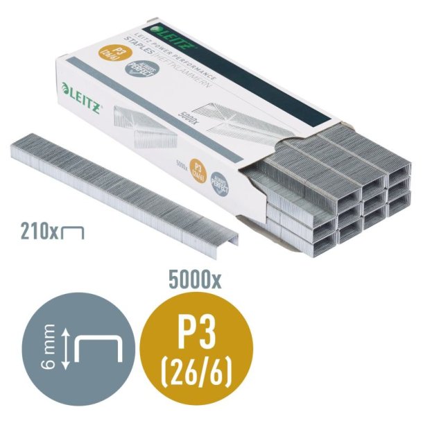 Leitz Hfteklammer - 26/6 - ekstra kraftige - hfter op til 30 ark - 5000 stk.