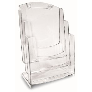 Arda - Brochureholder - A4 - 3-rum - klar polystyren