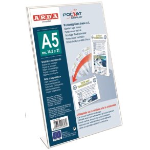 Arda - Skilteholder - A5 - L-fod - klar polystyren