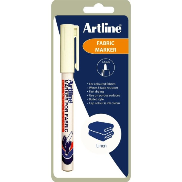 Artline permanent tekstil marker EKC-1 - rund fiber Spids - 1,2 mm - hvid - blister pack