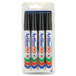 Artline permanent marker 90 - skr� chisel Spids - 2,0-5,0 mm - sort - s�t med 4 stk.