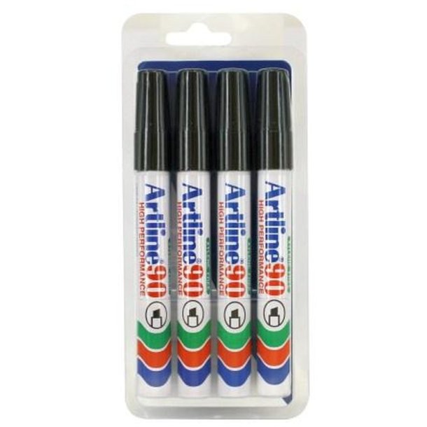 Artline permanent marker 90 - skr chisel Spids - 2,0-5,0 mm - sort - st med 4 stk.