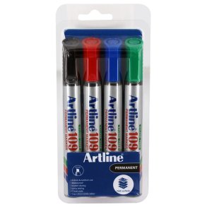 Artline 109 Permanent Marker assorteret farver - 4 stk. - 2,0-5,0 mm