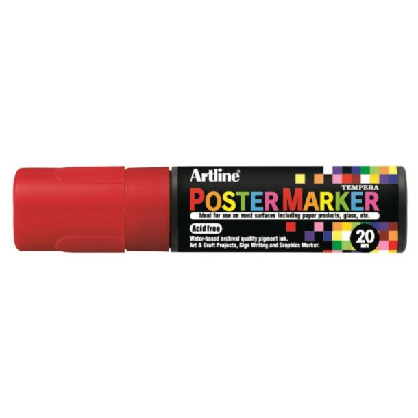 Artline Poster marker - Vandafvisende - rund Spids - 20,0 mm - rd