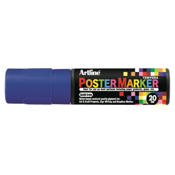 Artline Poster marker - Vandafvisende - rund Spids - 20,0 mm - bl