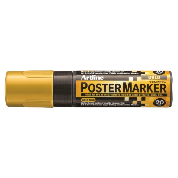 Artline Poster marker - Vandafvisende - rund Spids - 20,0 mm - guld