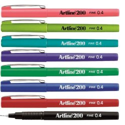 Artline 200 fineliner Drawing pens - 0,4mm - st med 8 farver