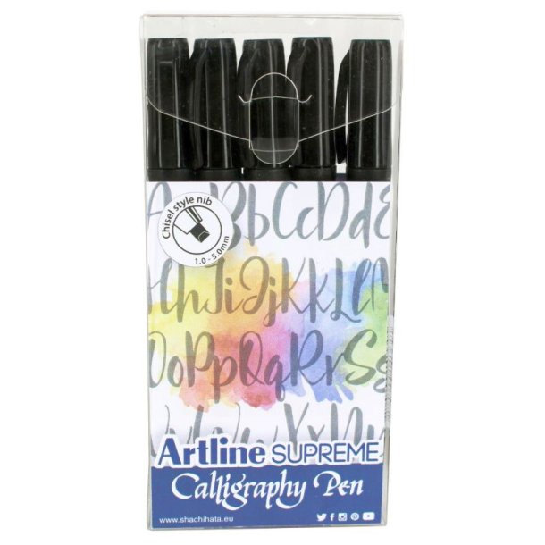 Artline Supreme Kalligrafi pen - fiber Spids - st med 5 stk. - 1,0/2,0/3,0/4,0/5,0 mm - sort