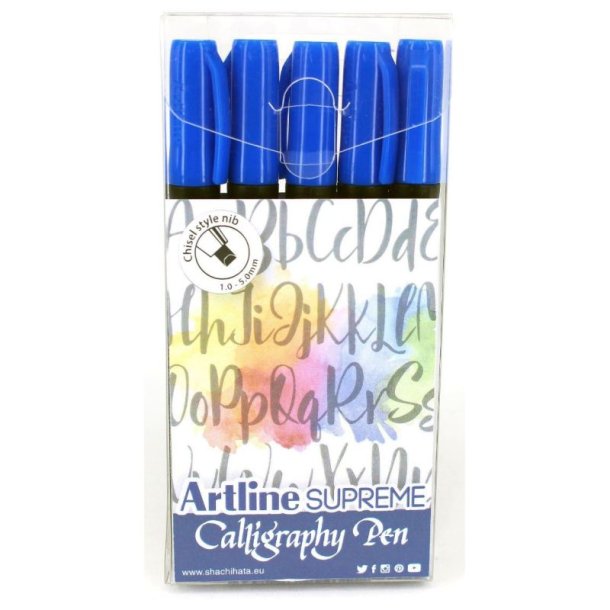 Artline Supreme Kalligrafi pen - fiber Spids - st med 5 stk. - 1,0/2,0/3,0/4,0/5,0 mm - bl