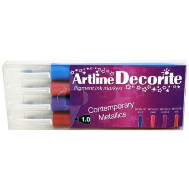 Artline Decorite bullet - Contemporary metallic - rund Spids - 1,0 mm - st med 4 farver