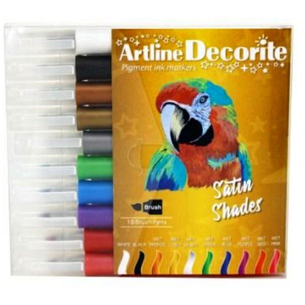 Artline Decorite brush - satin metallic - brste Spids - st med 10 farver