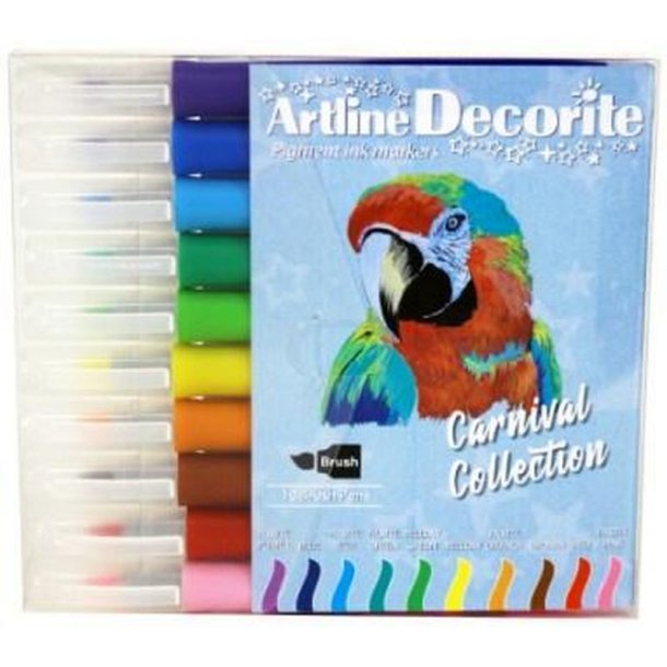 Artline Decorite brush - Carnival pastel - brste Spids - st med 10 farver