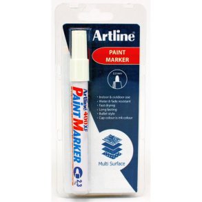 Artline permanent Paint Marker 400XF - rund Spids - 2,3 mm - hvid - Blister pack