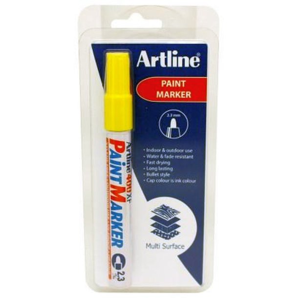 Artline permanent Paint Marker 400XF - rund Spids - 2,3 mm - gul - Blister pack