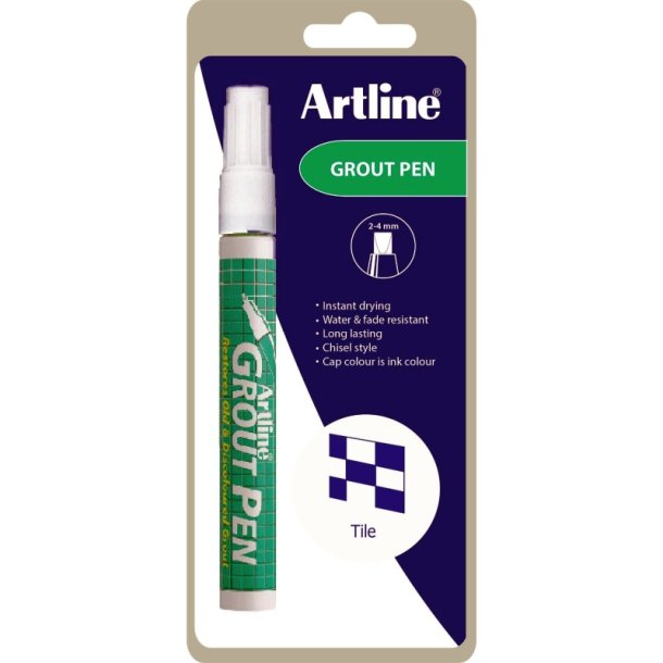 Artline Marker 419 - fuge Pen - chisel Spids - 2-4 mm - hvid - Blister pack