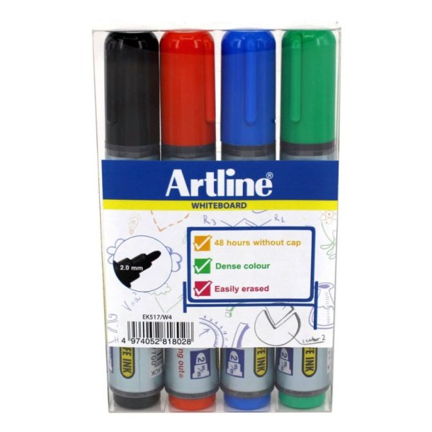 Artline Whiteboard Pen 517 - rund Spids - 3,0 mm - st med 4 farver