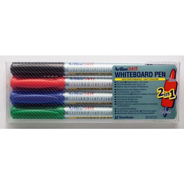 Artline Whiteboard Pen 541T - rund Spids - 2-i-1 - 0,4 + 1,0 mm - st med 4 farver