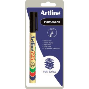 Artline permanent Marker 725 - Superfine - rund Spids - 0,4 mm - sort - Blister pack