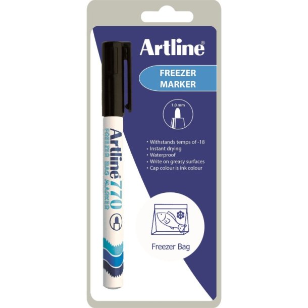 Artline permanent Frysemarker 770 - rund ekstra bld Spids - 1,0 mm - sort - Blister Pack