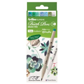 Artline Supreme Pensel Pen &ndash; Botanisk, 7 stk
