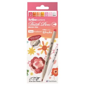 Artline Supreme Pensel Pen &ndash; Blomster, 7 stk