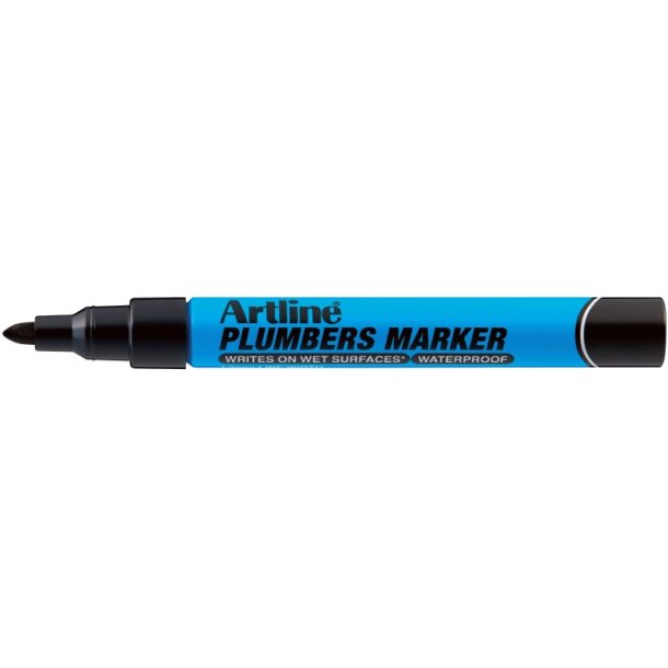 Artline VVS marker - Vandfast p plast og kobber - rund Spids - 1,5 mm - sort