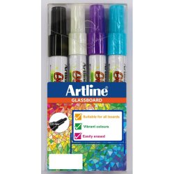 Artline Glastavle marker EPG-4 - rund Spids - 2,0 mm - 4 farves�t