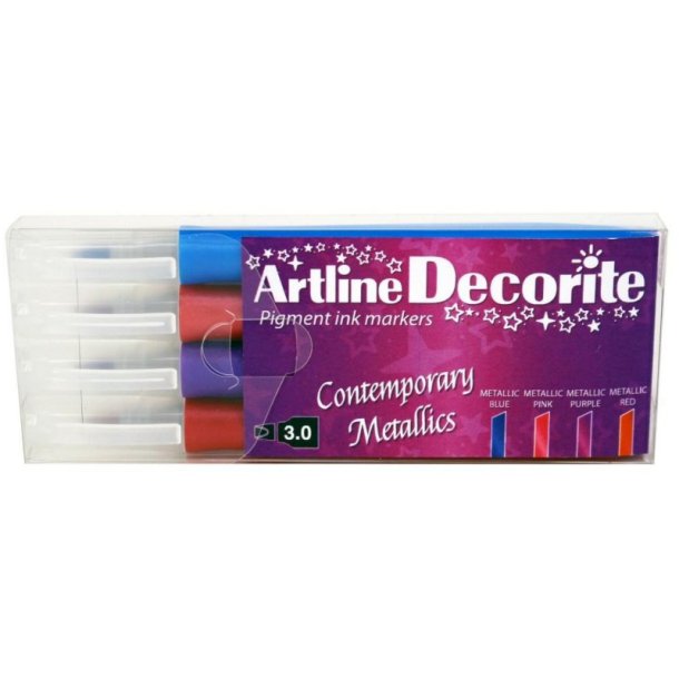 Artline Decorite - chisel Spids - 3,0 mm - metallic - st med 4 farver
