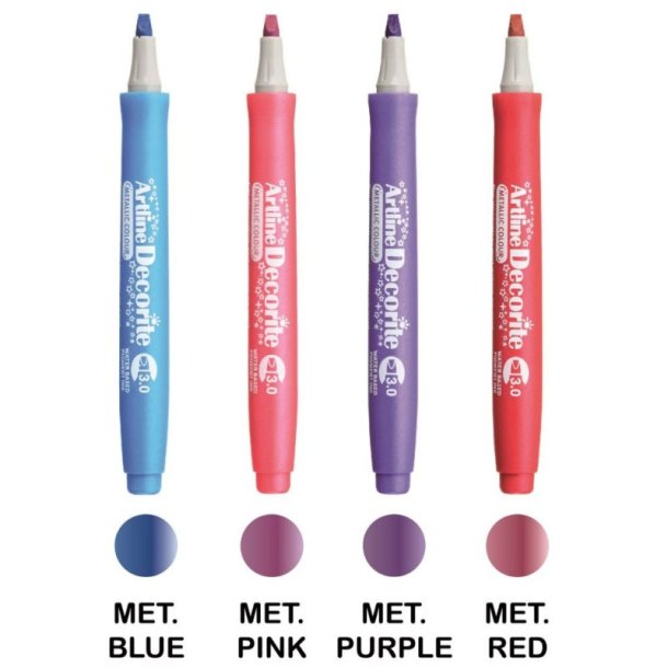 Artline Decorite - chisel Spids - 3,0 mm - metallic - st med 4 farver