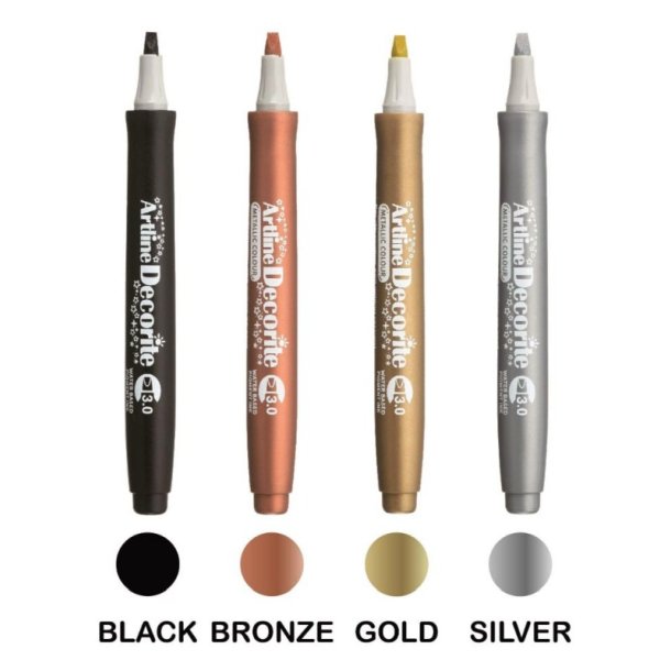 Artline Decorite - chisel Spids - 3,0 mm - Modern metallic - st med 4 farver