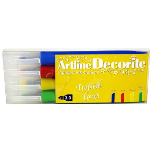 Artline Decorite - chisel Spids - 3,0 mm - Tropical - st med 4 farver