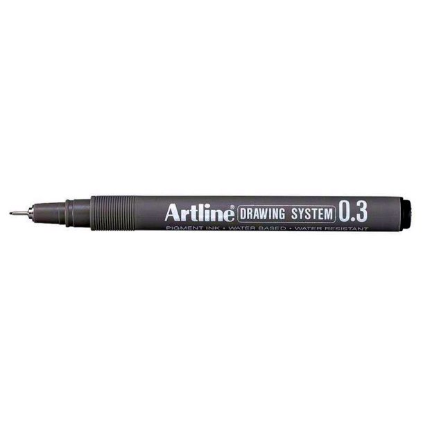 Artline Drawing System - tegnepen - Fibre Spids - 0,3 mm - sort