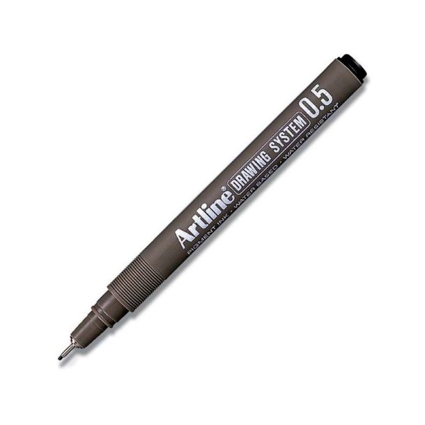 Artline Drawing System - tegnepen - Fibre Spids - 0,5 mm - sort