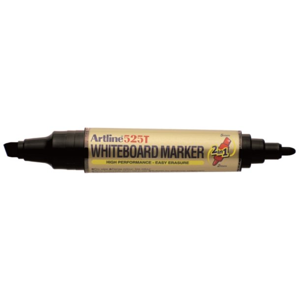Artline whiteboard marker 2-i-1 sort - dobbelt spids