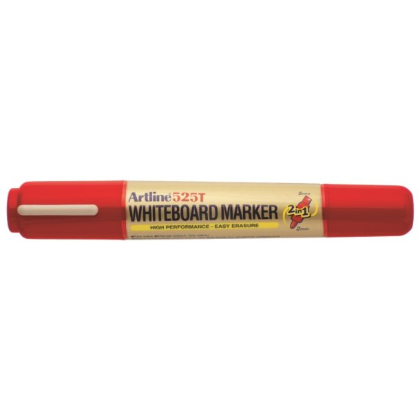 Artline whiteboard marker 2-i-1 r�d - dobbelt spids