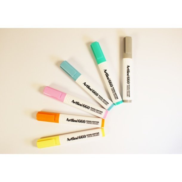 Artline Overstregningspen - chisel Spids - 1,0-4,0 mm - 6 stk. pastel farver