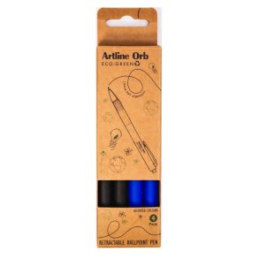 Artline Orb Eco-Green Kuglepen - 1,0mm - 2 sorte og 2 bl�