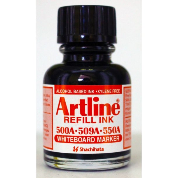 Artline whiteboard genopfyldningsbl�k sort - 20 ml