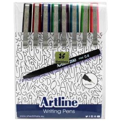 Artline 200 fineliner Drawing pens - 0,4mm - st med 8 farver