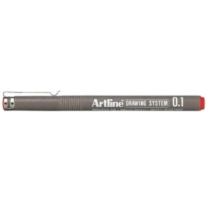 Artline 231 fineliner drawing pen - 0,1mm rd teknisk tegnepen